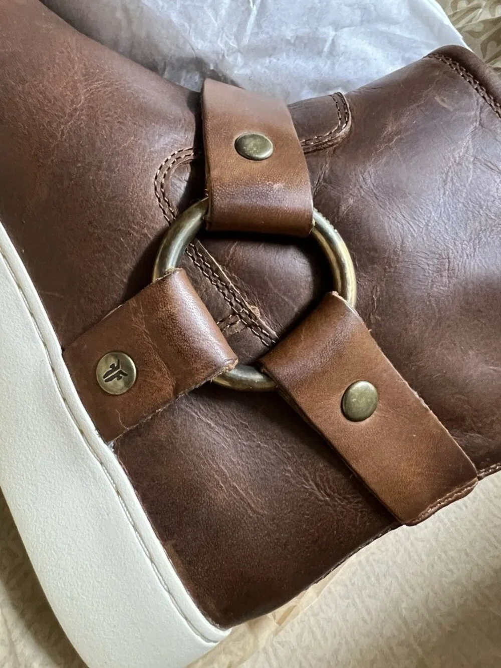 Frye Lena Harness Bootie Size 9 Womens Leather Boots Cognac NEW $298